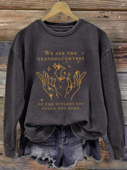 Women's We Are The Granddaughters Of The Witches Salem Witch Round Neck Long Sleeve Sweatshirt