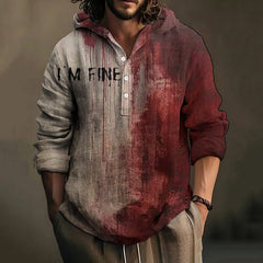 Men's Bloody I'm Fine Halloween Print Hoodie Shirt