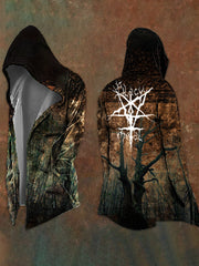 Black Metal Art Vintage Print Hooded Jacket