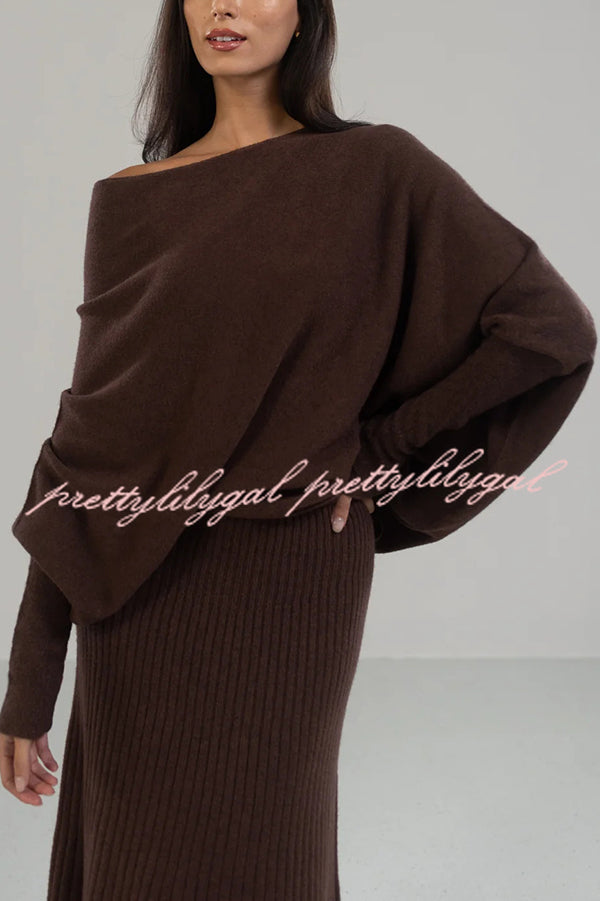 Solid Color Round Neck Long Sleeve Loose Knitted Sweater