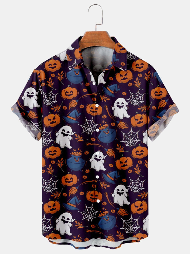Halloween Element Print Breathable Loose Shirt