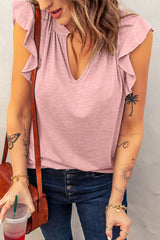 Women's Pink V Neck Sleeveless Tee