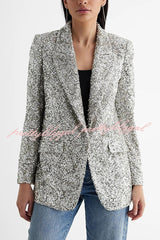 Bring The Sparkle Sequin long sleeve Lapel Blazer