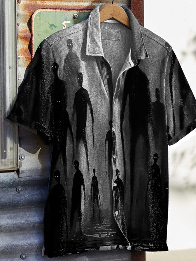 Mist Ghost Print Casual Shirt