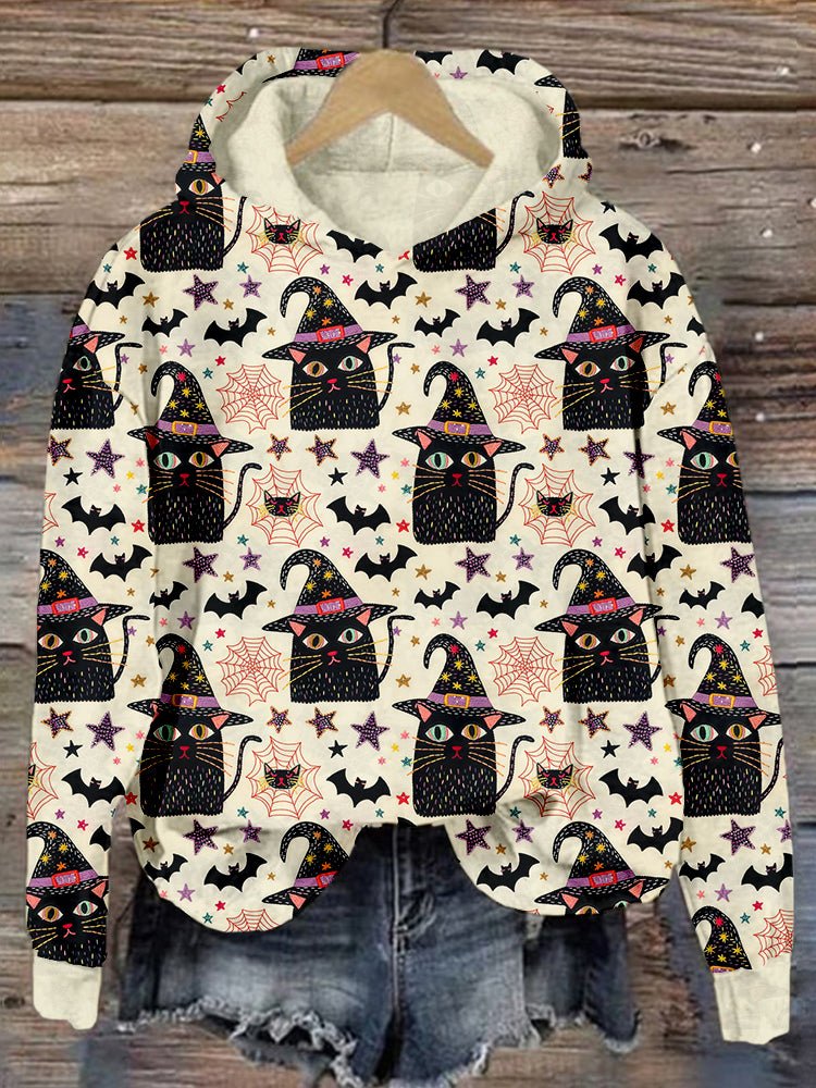 Whimsical Halloween Black Cats Comfy Hoodie