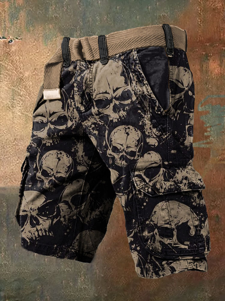 Vintage Skull Dark Style Cargo Shorts