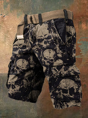 Vintage Skull Dark Style Cargo Shorts