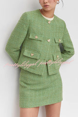 Stylish Tweed Spinning Zipper Mini Skirt