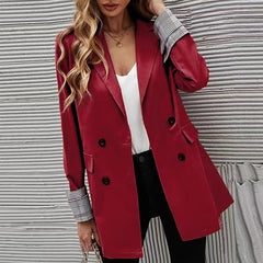 One-Button Check Paneled Casual Blazer