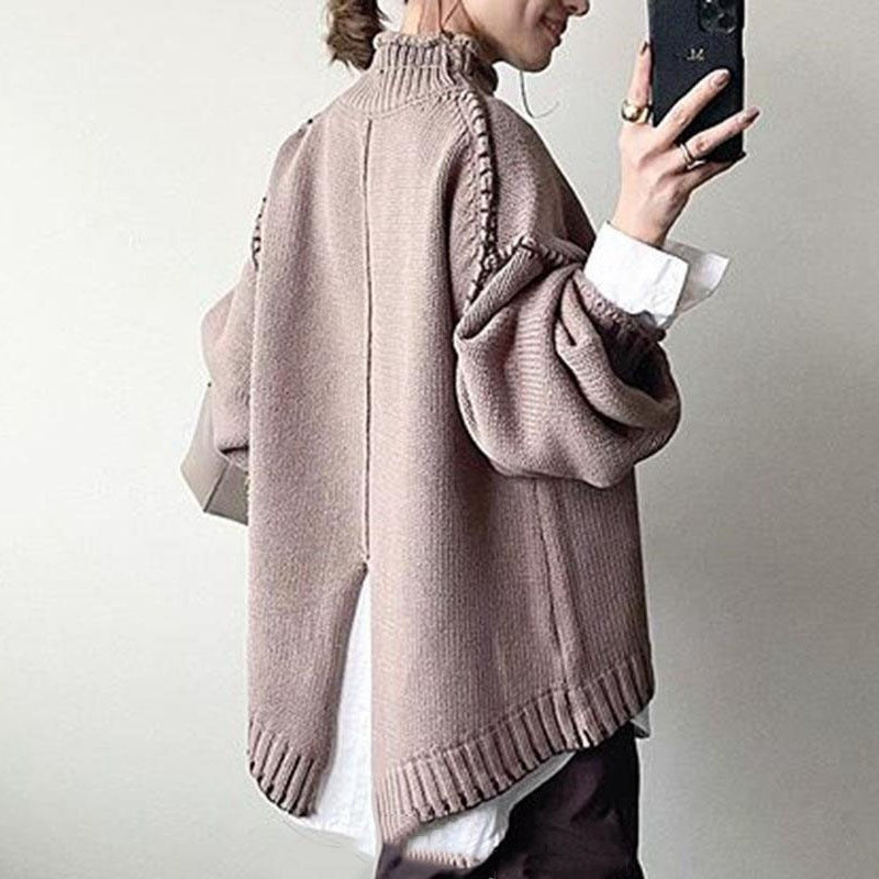 Turtleneck Jumper Hand-Crocheted Knitwear For Women