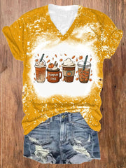 Halloween Pumpkin Spice Tie Dye Print T Shirt