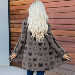 Halloween Cat Print Long Sleeve Cardigan