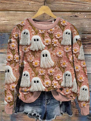 Women'S Halloween Boos Print Sweatshirt