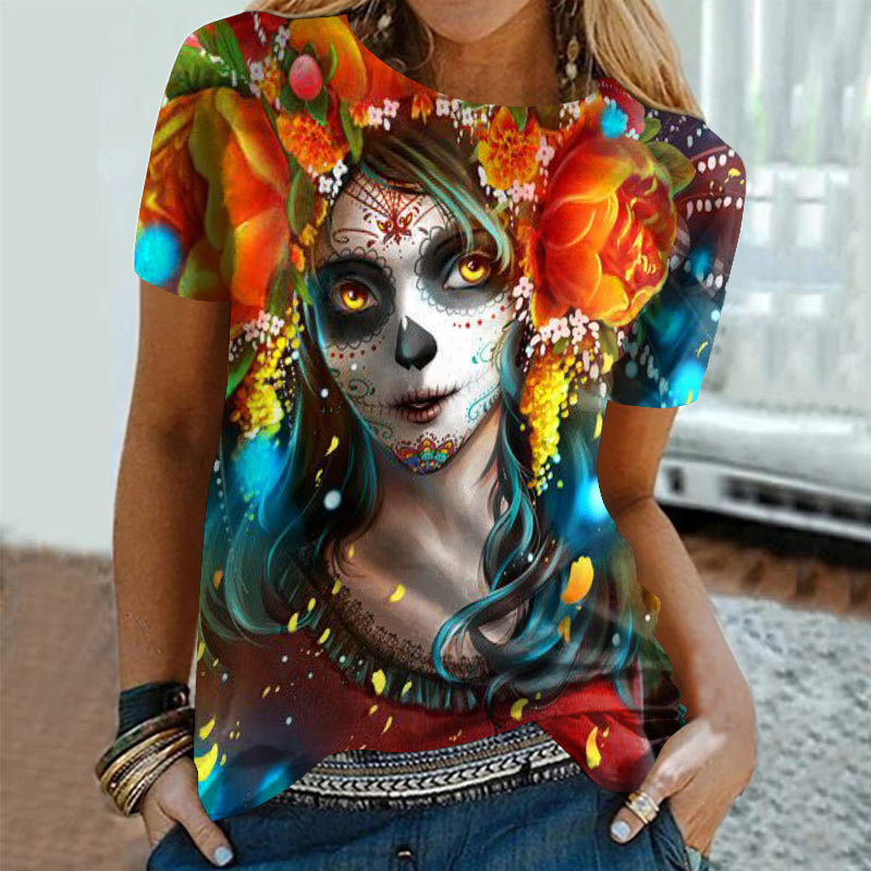 Marigold Queen Of Death Print T-Shirt