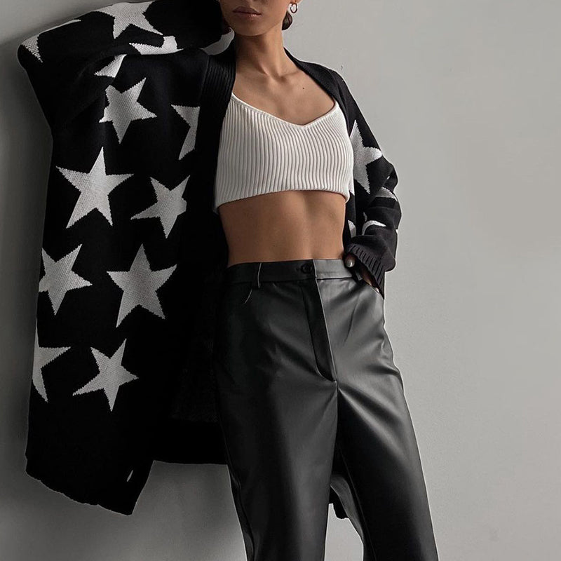 Loose Star Long Sleeve Sweater Cardigan