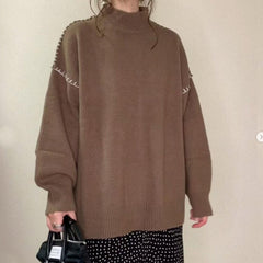Half Turtleneck Commuter Loose Knit Sweater
