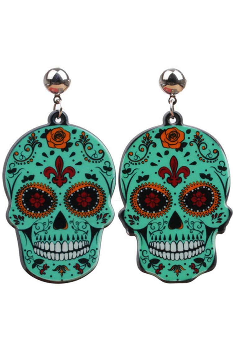 Casual Skull Floral Acrylic Earrings