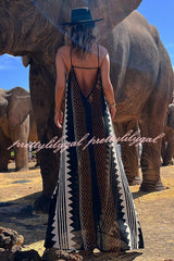 Take A Trip Ethnic Print Backless A-line Maxi Dress