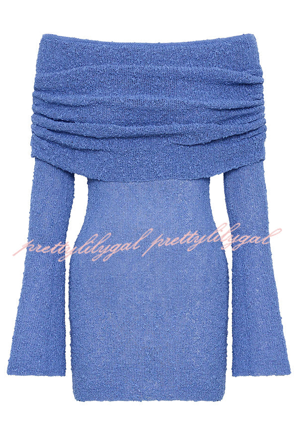 Fashionable and Sexy Off-shoulder Long-sleeved Mini Dress