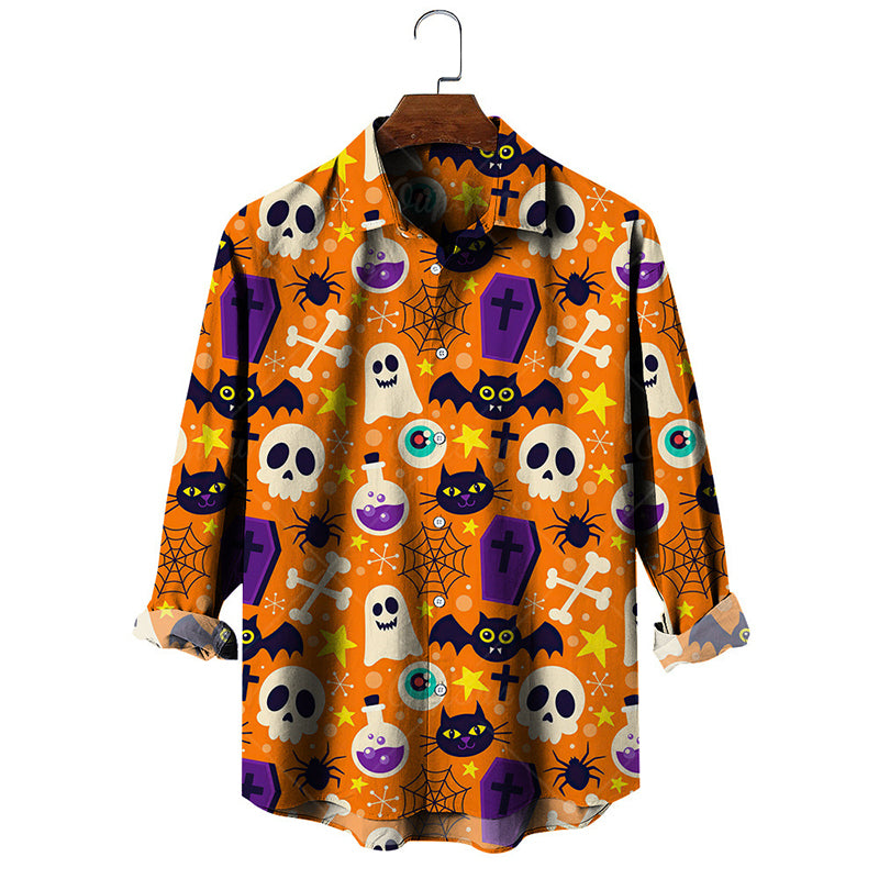 Men's Halloween Character Print Long Sleeve Shirt