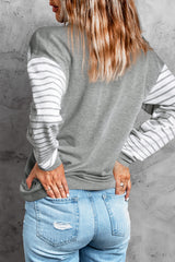 Women's Gray Striped Star Long Sleeve Top