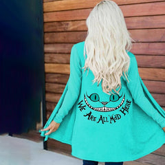 We Are All Mad Print Long-Sleeved Cardigan