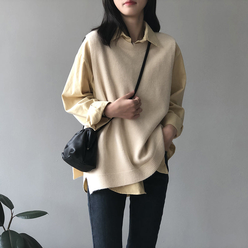 Solid color casual knitted vest
