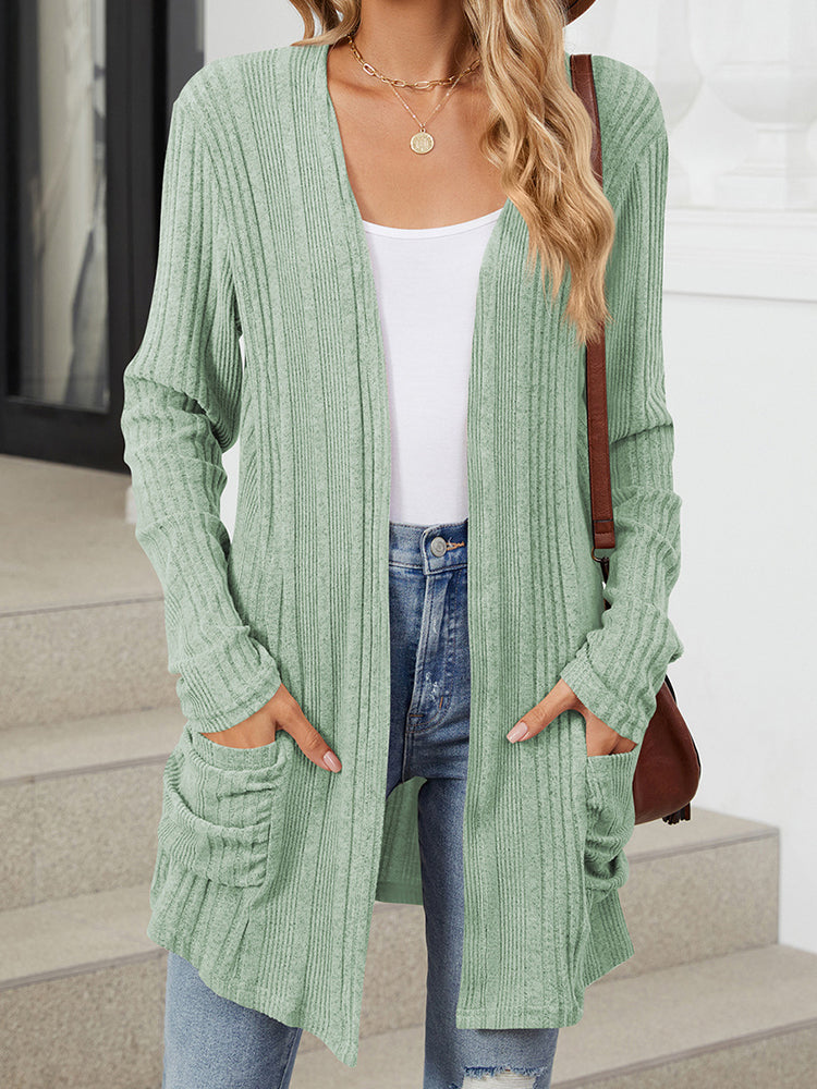Simple Solid Color Casual Knit Cardigan