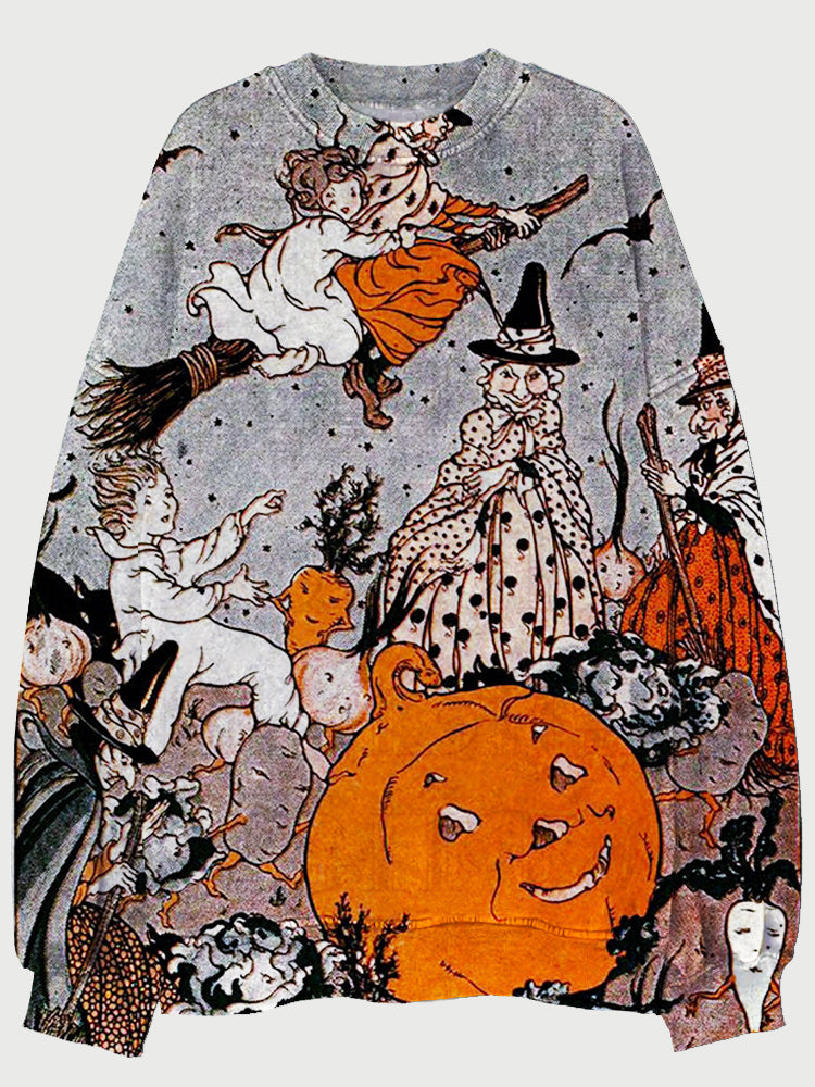 Jack O' Lantern And Witches Vintage Halloween Sweatshirt