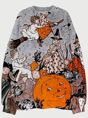 Jack O' Lantern And Witches Vintage Halloween Sweatshirt