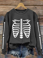 Women's Halloween Skeleton Bones Casual Sweatshirt