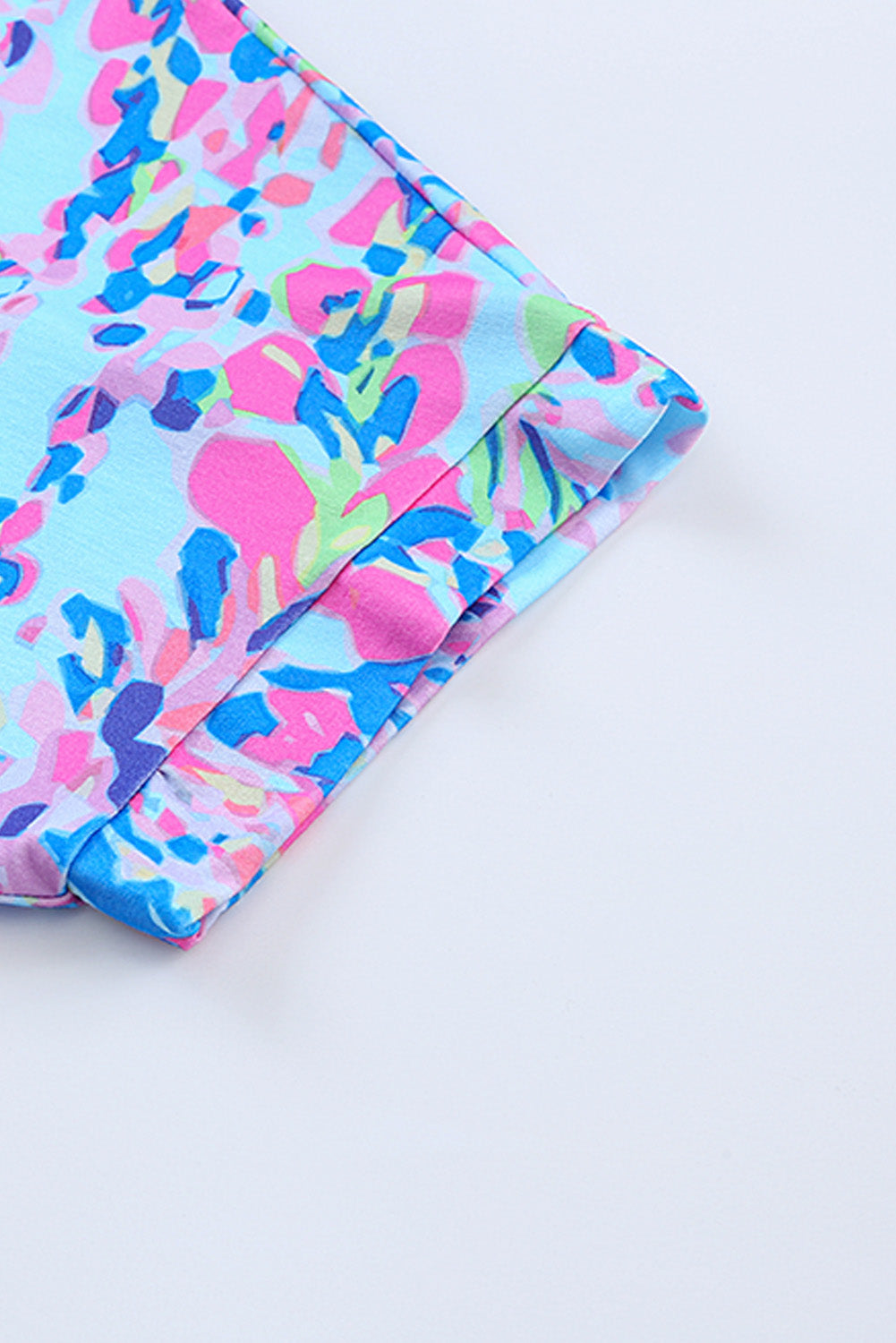 Women's Sky Blue Loose Painted Floral Tee