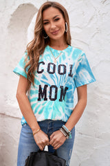 Women's COOL MOM Tie Dye Short Sleeve Tee