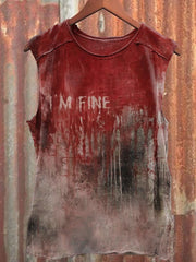 Halloween I'm Fine Blood Stains Print Vest
