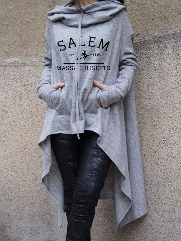 Women's Salem Massachusetts Printed Irregular Long Sleeve Sweatshirt
