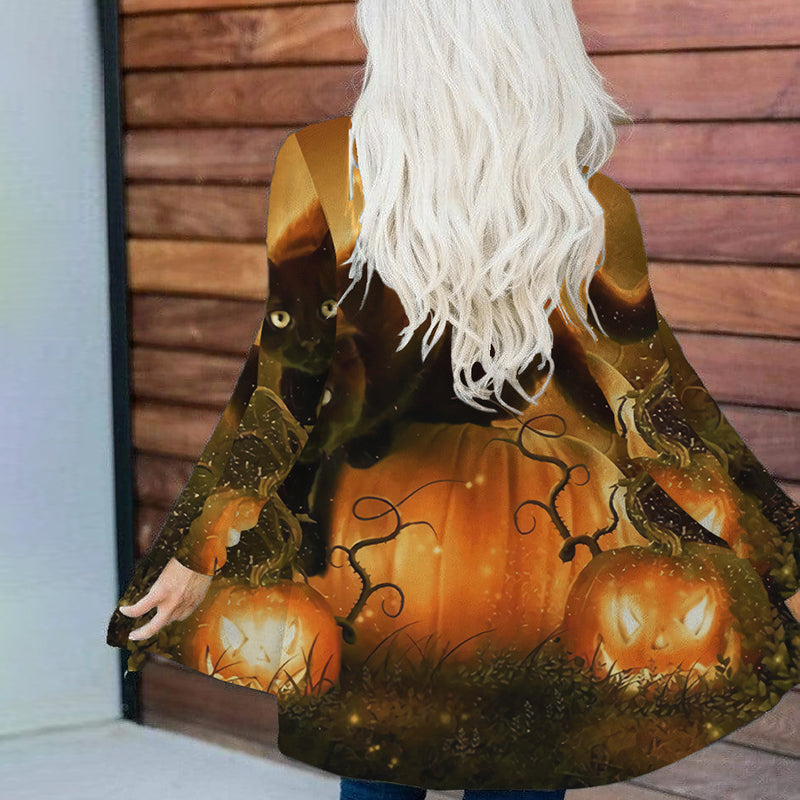 Casual Cat Jack-O-Lantern Cardigan