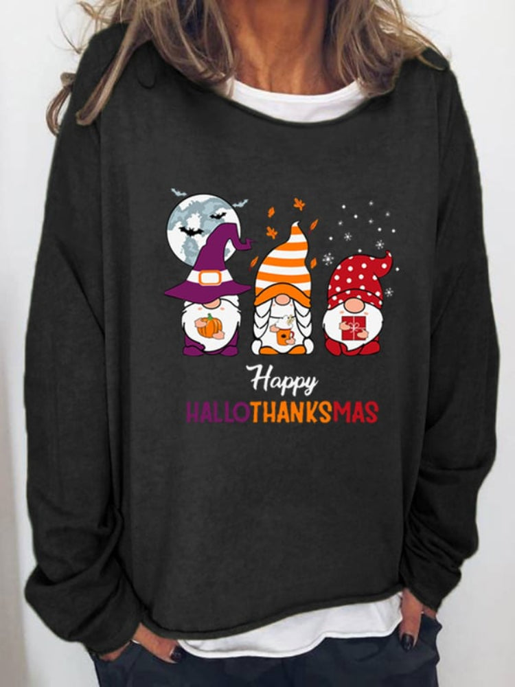 Halloween Gnome Print Oversized Sweatshirt