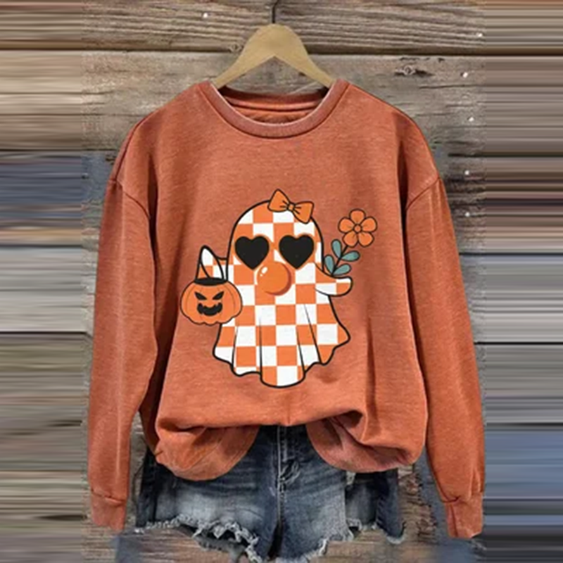 Halloween Pumpkin Ghost Autumn Printed Women's Sweatshirt