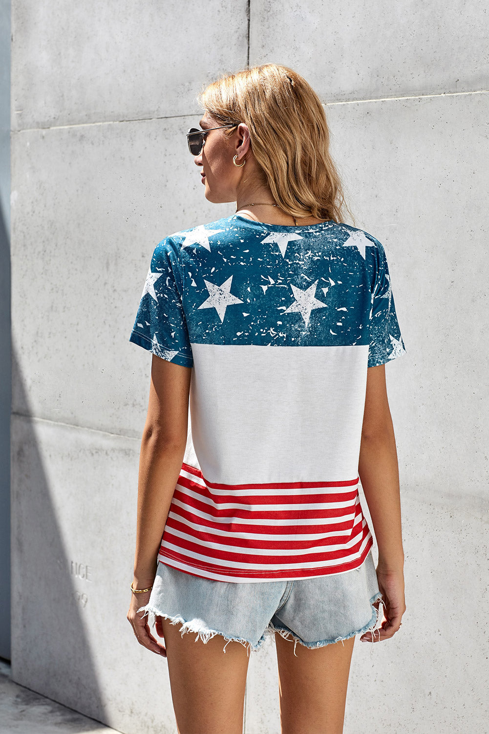 Women's Women The US Stars and Stripes Inspired Short Sleeve Tee