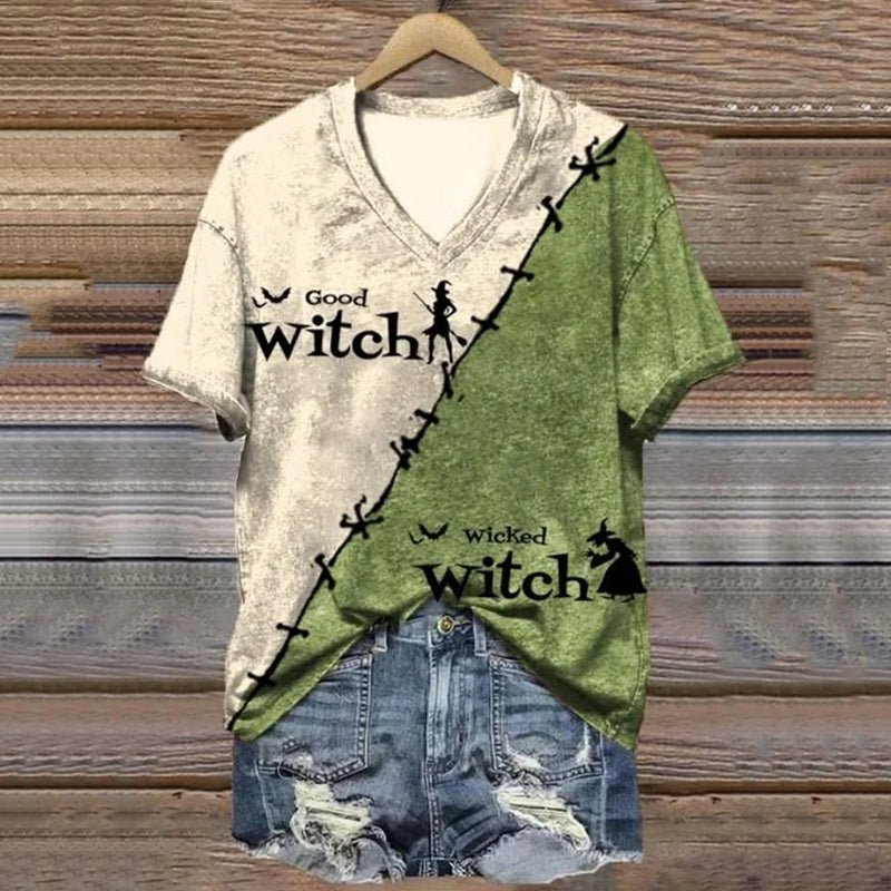 Good Witch Halloween Graphic V-Neck T-Shirt
