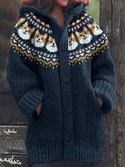 Vintage Cute Dogs Art Cozy Cardigan Sweater