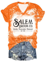 Salem Broom Co Quality Handcrafted Enchanted Est 1692 Printed Tie Dye T Shirt