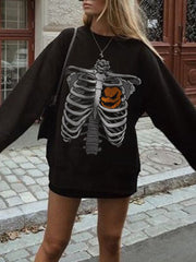 Halloween Print Casual Long Sleeve Sweatshirt