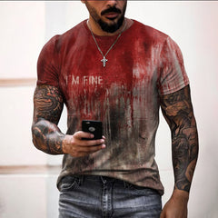 Men's Halloween I'm Fine Bloody Print T-Shirt