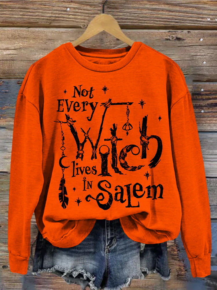 Not Every Witch Lives In Salem Halloween Washed Sweatshirt