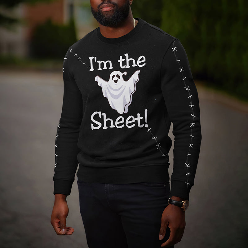 Halloween Ghost Patch Print Sweatshirt