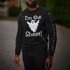 Halloween Ghost Patch Print Sweatshirt