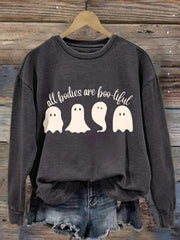 All Bodies Are Boo-tiful Print Casual Sweatshirt