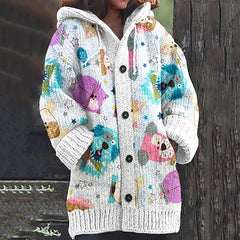 Abstract Cute Dogs Art Pattern Cozy Cardigan Sweater