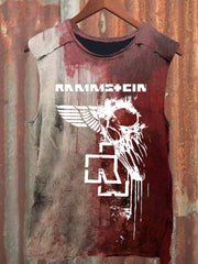 Unisex Retro Heavy Metal Music Skull Art Pattern Printed Casual Tank Top